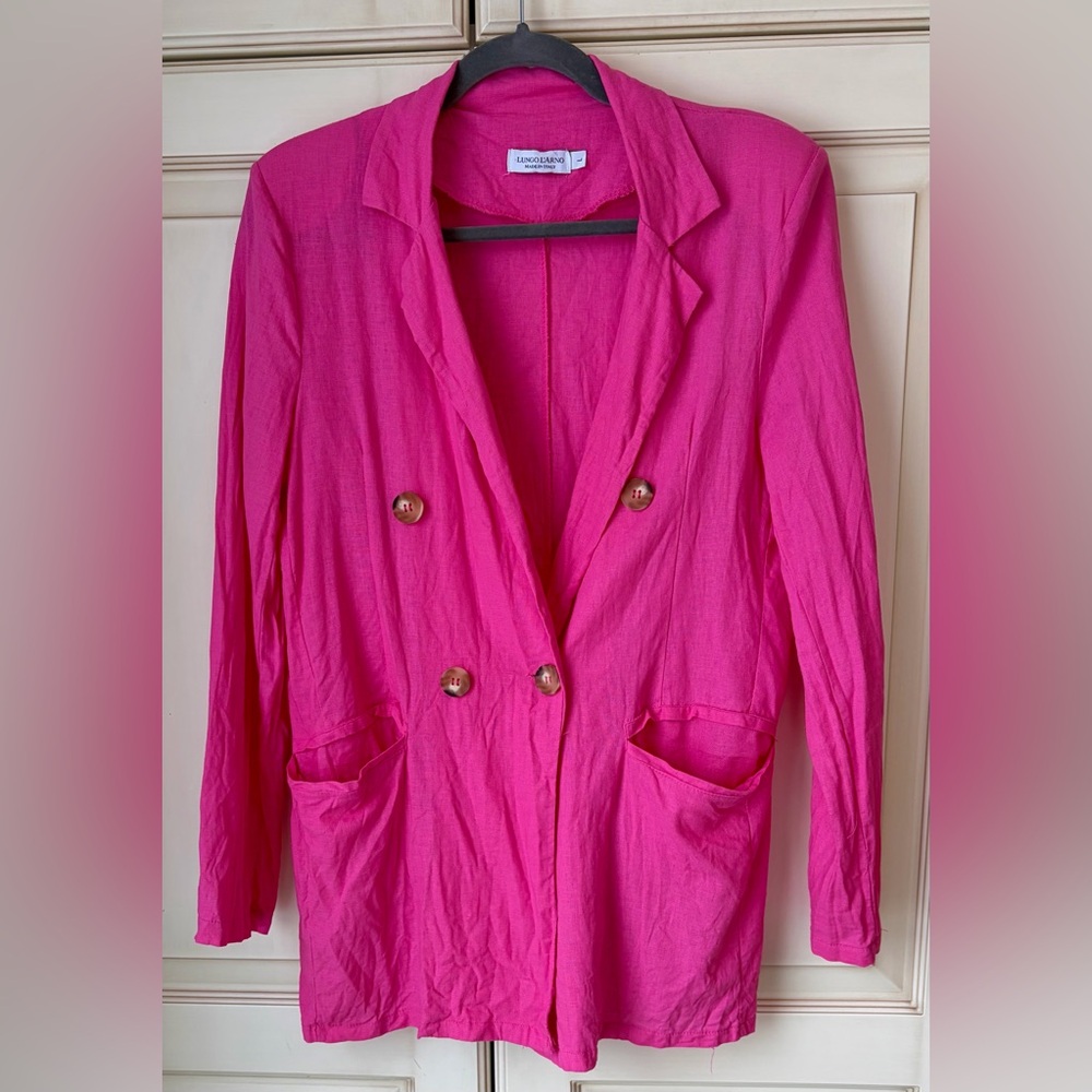 Lungo L’Arno Hot Pink Linen/Viscose Blazer. Large.